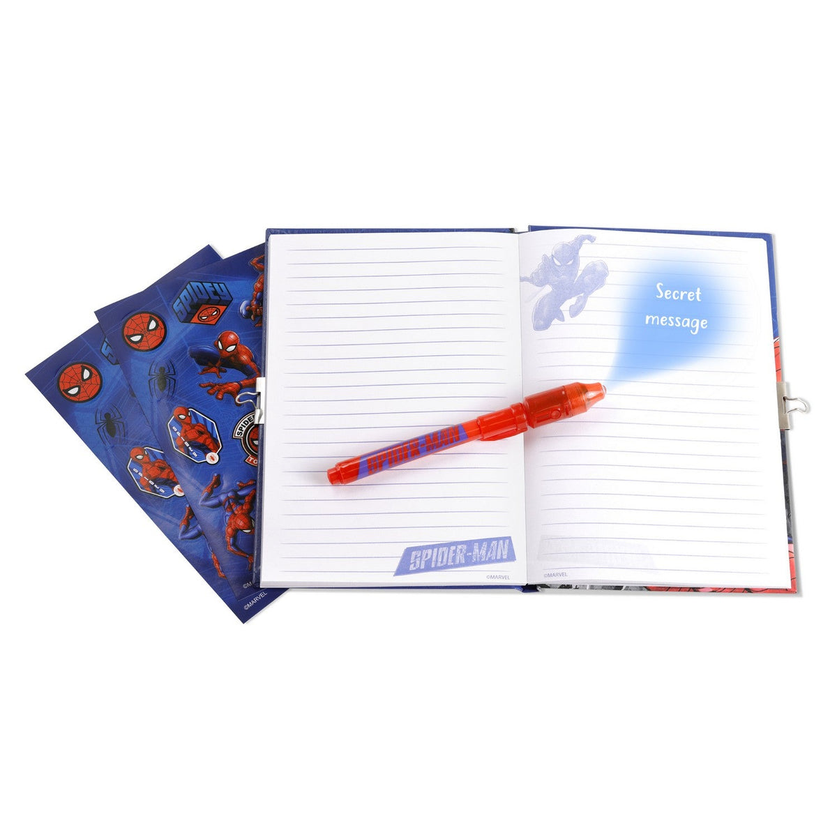 Marvel 6 Pcs Locked Diary And Magic Ink Set Spiderman Pink Pen SP50044
