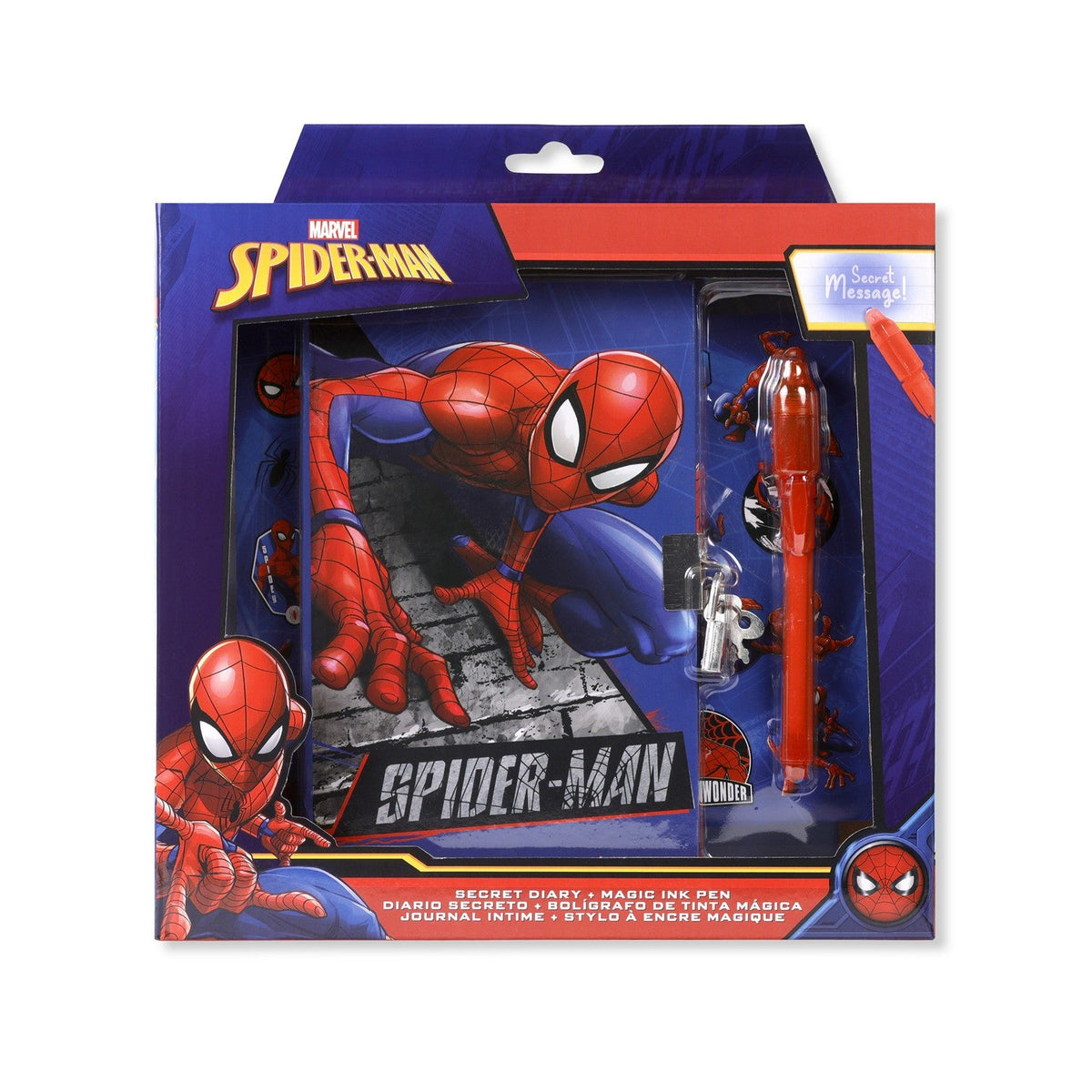Marvel 6 Pcs Locked Diary And Magic Ink Set Spiderman Pink Pen SP50044