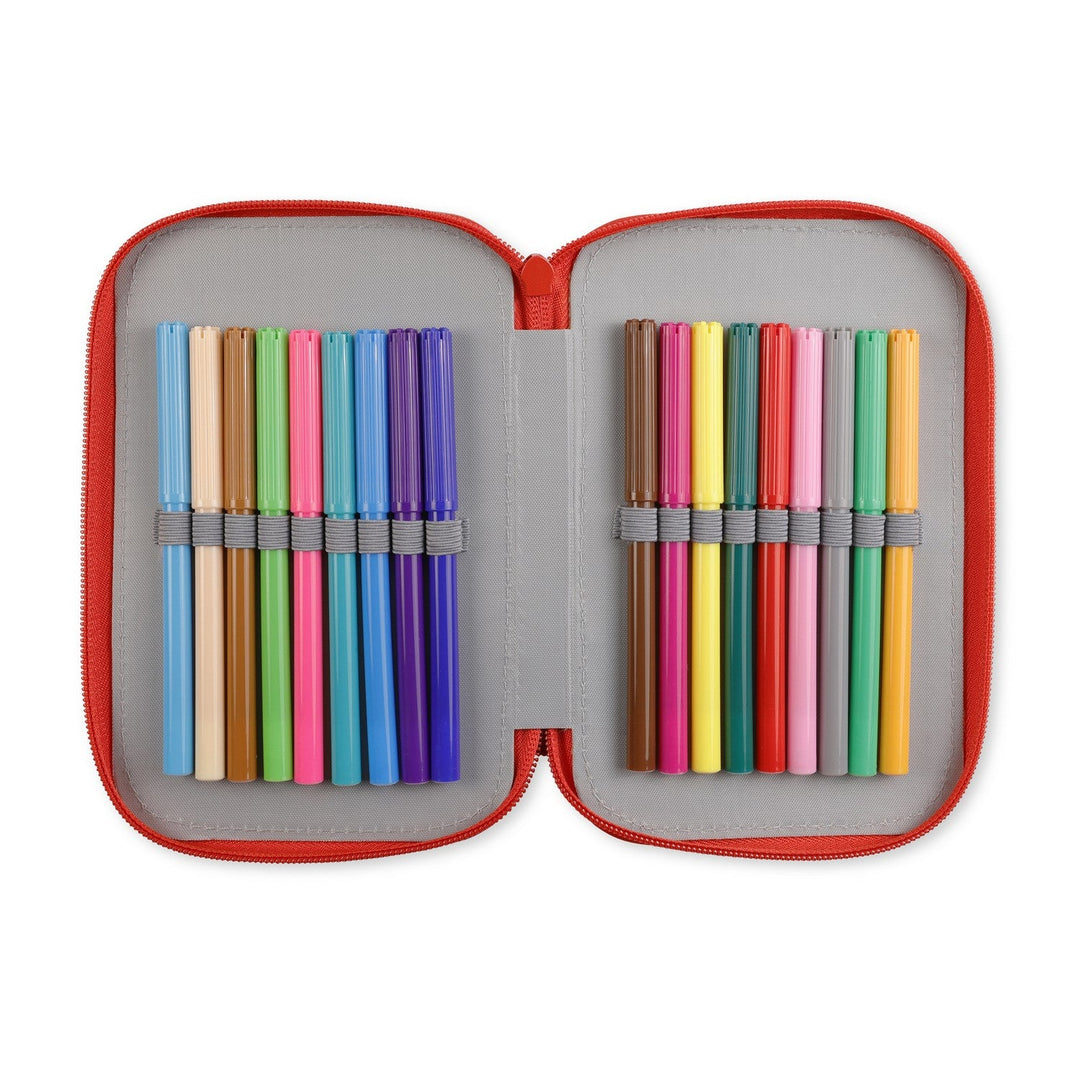 Marvel 2 Zip Pencil Case With Stationary Spiderman Pink Set SP50052