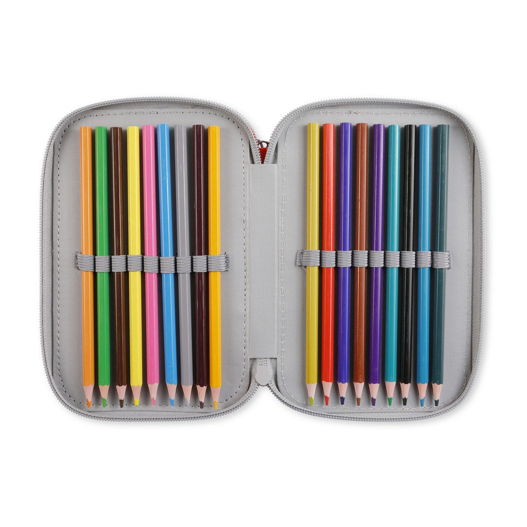 Marvel 2 Zip Pencil Case With Stationary Spiderman Pink Set SP50052