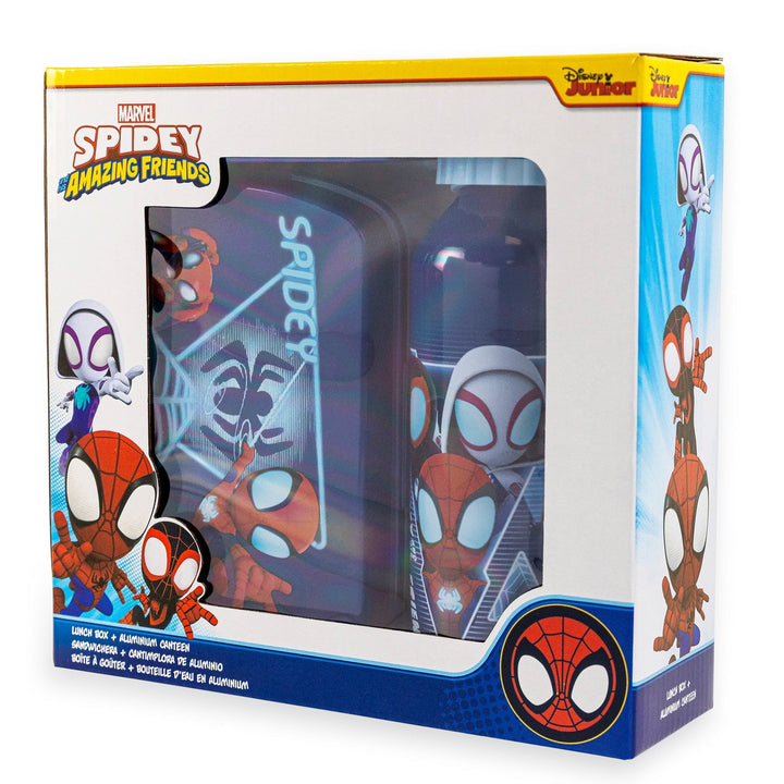 Marvel 2 Piece Lunch Box + Aluminium Canteen 500Ml Spiderman Blue Set SP50102
