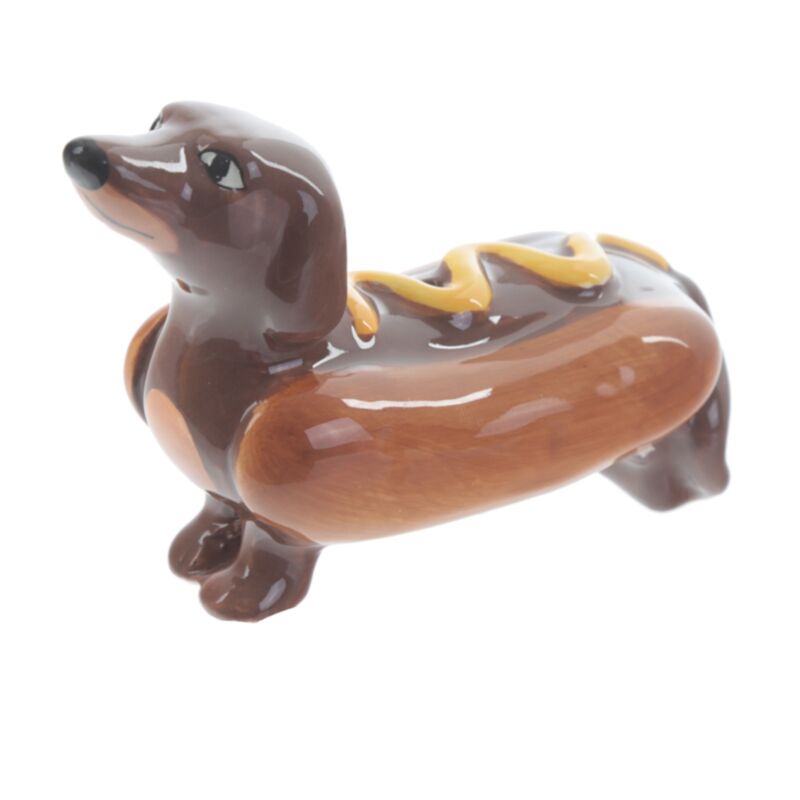 Sausage Dog in a Bun & Mustard Fast Food Ceramic Salt & Pepper Set SP60