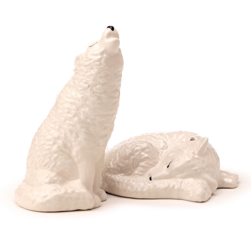White Wolf Ceramic Salt & Pepper Set SP98