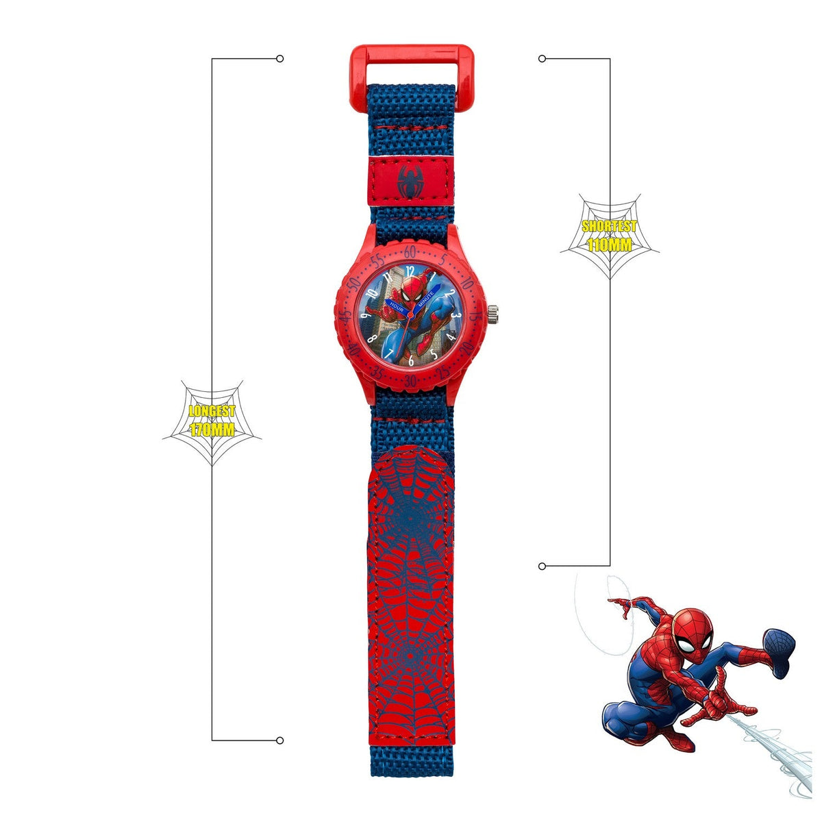 Marvel Spider-Man Fabric Strap Time Teacher Textile Pink Watch SPD3495ARG
