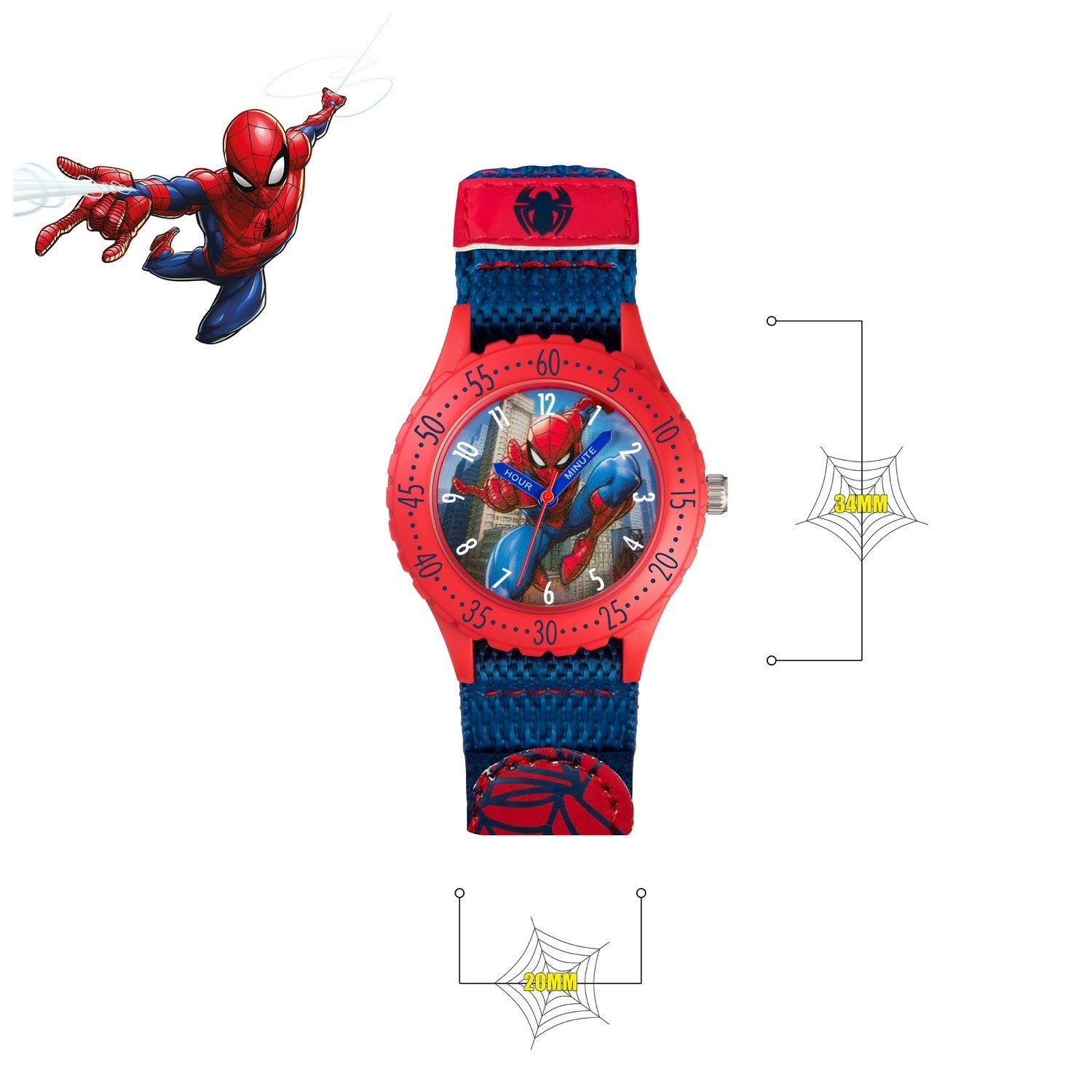 Marvel Spider-Man Fabric Strap Time Teacher Textile Pink Watch SPD3495ARG