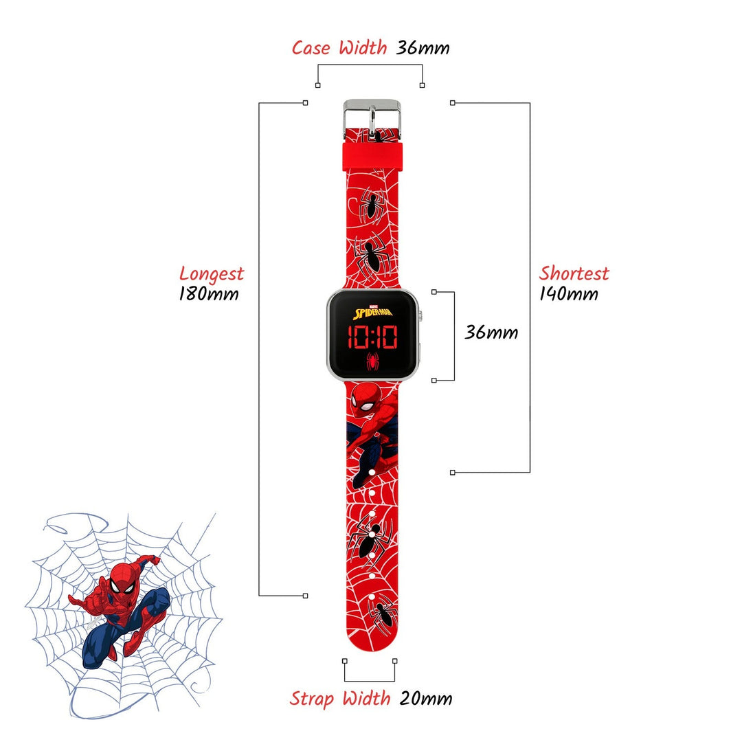 Marvel Spider-Man Printed Strap Led Red Watch SPD4719ARG