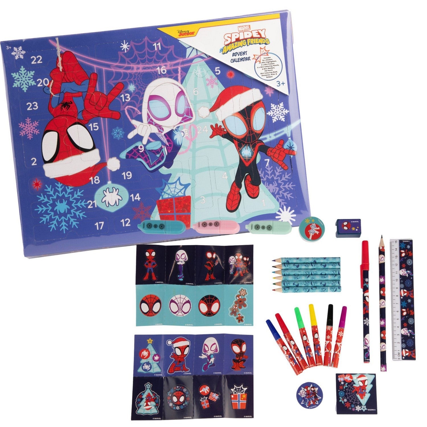 Marvel 24 Door, 38 Pcs Stationary Advent Calendar Spidey And Friends SPF24-6807