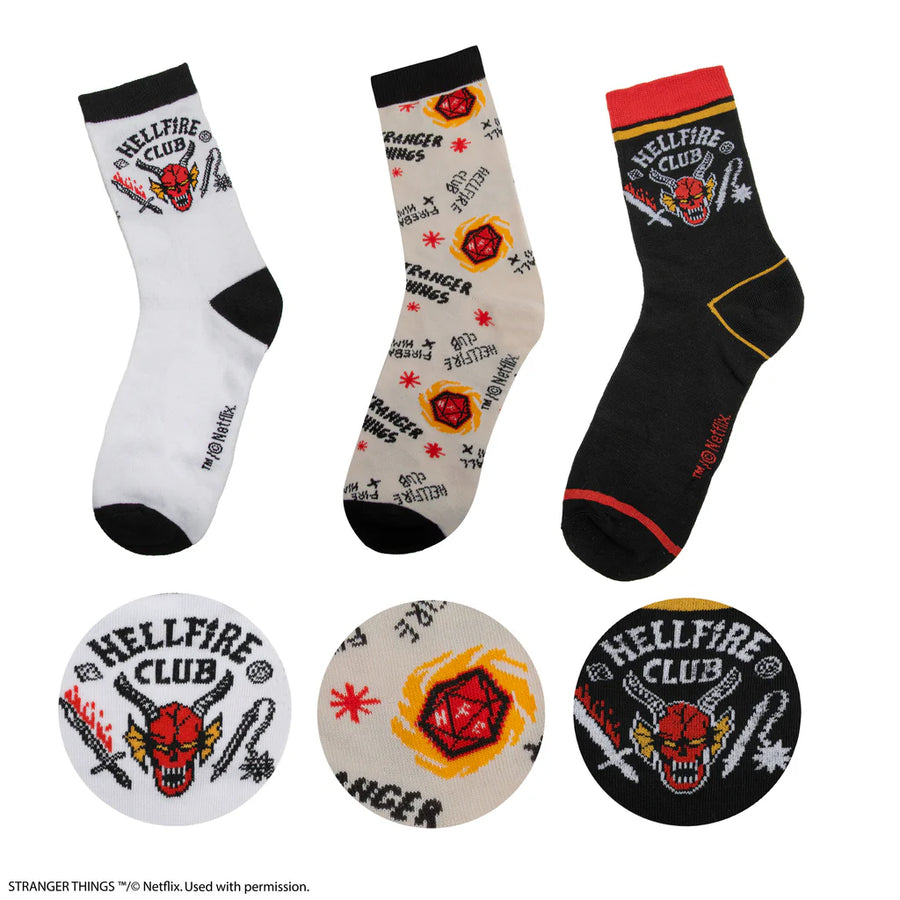 Stranger Things Socks Set of 3 Hellfire Club CR1687