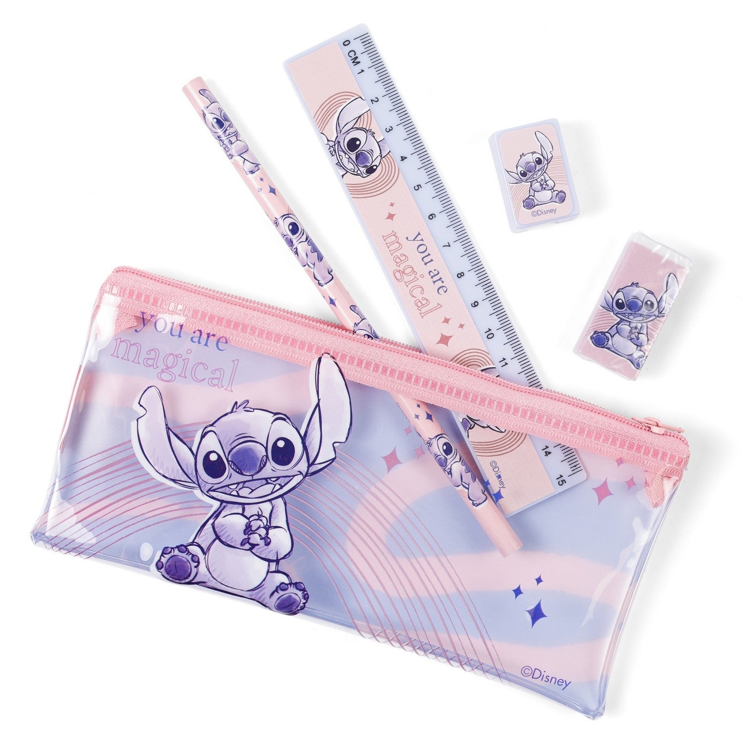 Disney 5Pc Set In Pencil Case Stitch Stationery ST00010