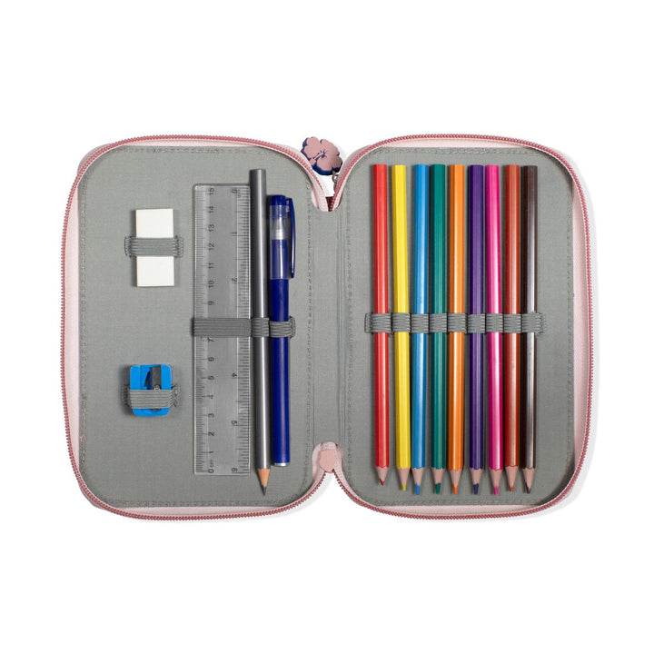 Disney 2 Zip Pencil Case With Stationary Stitch Set ST00024