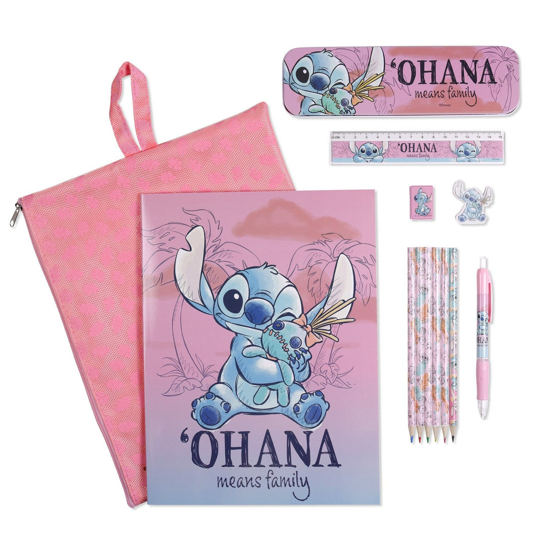 Disney 12 Piece Bumper Stationery Set In Reusable Stitch Bag ST00033
