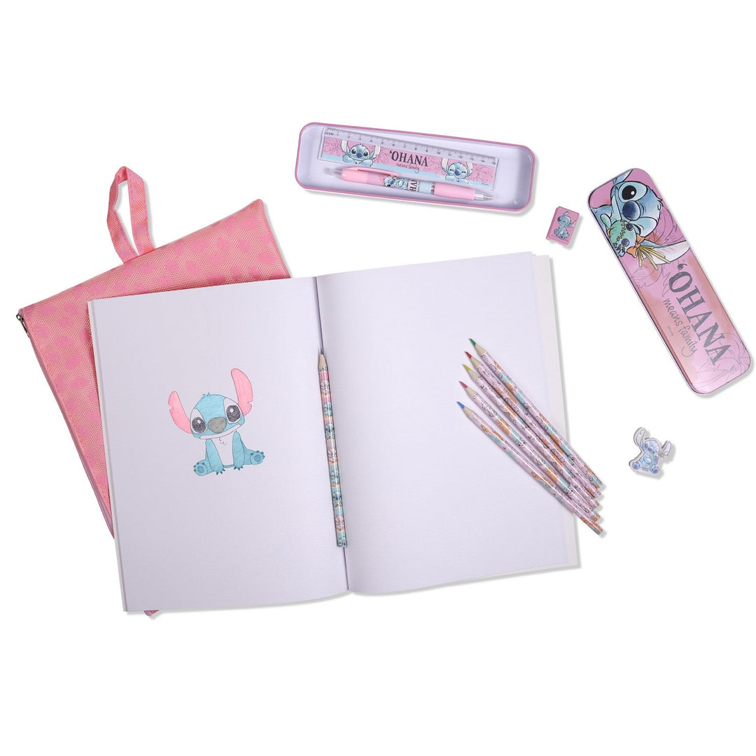 Disney 12 Piece Bumper Stationery Set In Reusable Stitch Bag ST00033