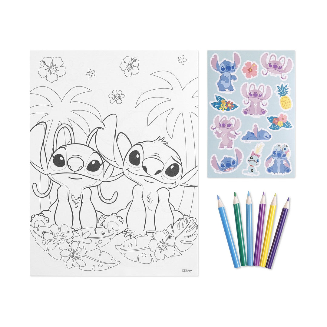 Disney 15 Pcs Colouring Set With , Crayons And Stickers Stitch Notebook ST00105