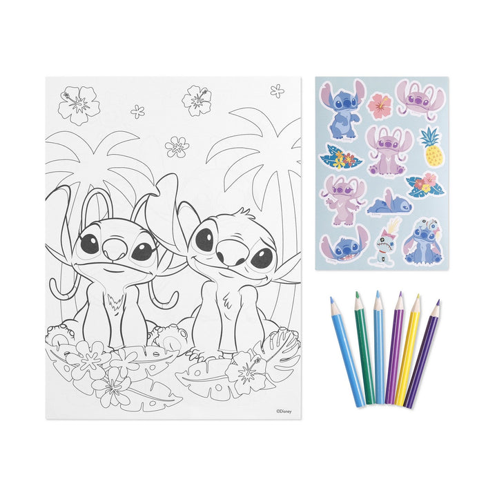 Disney 15 Pcs Colouring Set With , Crayons And Stickers Stitch Notebook ST00105