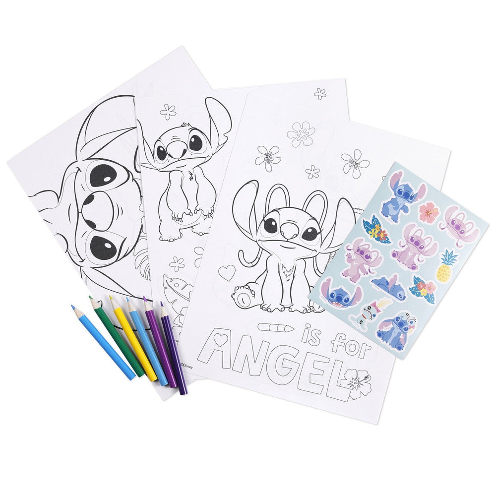 Disney 15 Pcs Colouring Set With , Crayons And Stickers Stitch Notebook ST00105