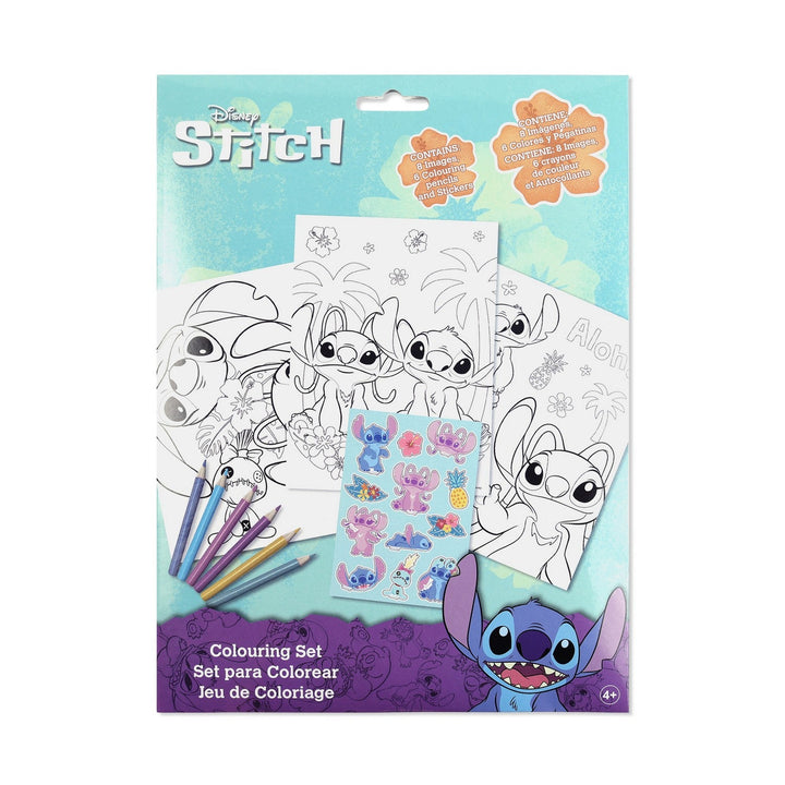Disney 15 Pcs Colouring Set With , Crayons And Stickers Stitch Notebook ST00105