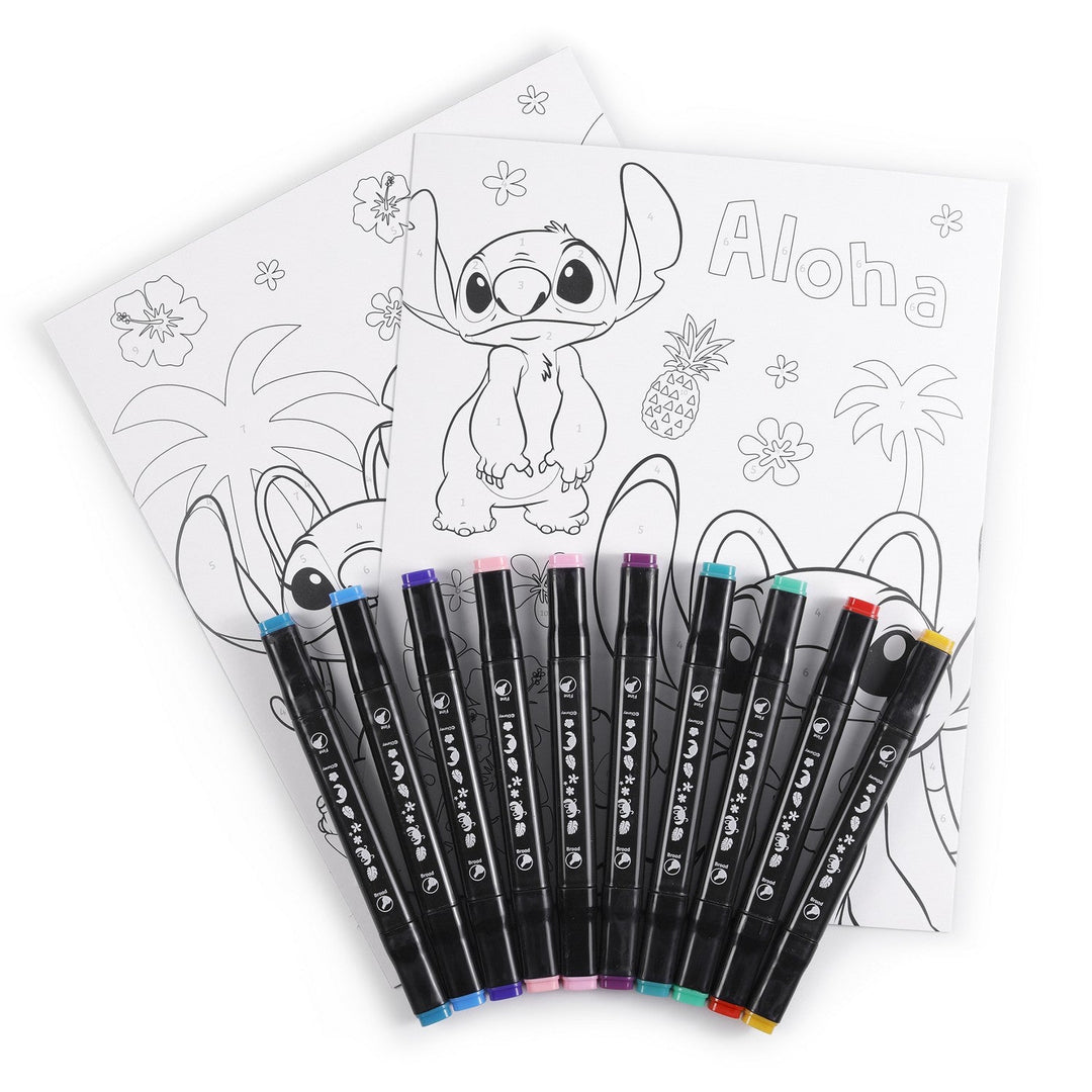 Disney 12 Pcs Colour By Numbers Activity Stitch Aloha Set ST00107