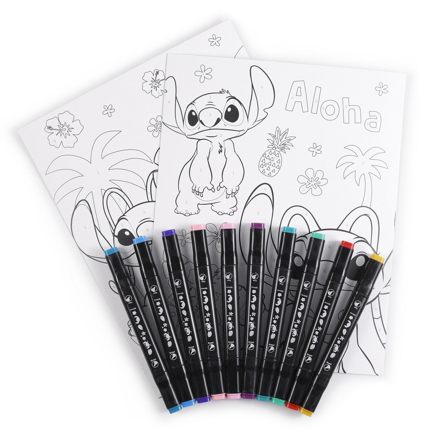 Disney 12 Pcs Colour By Numbers Activity Stitch Aloha Set ST00107