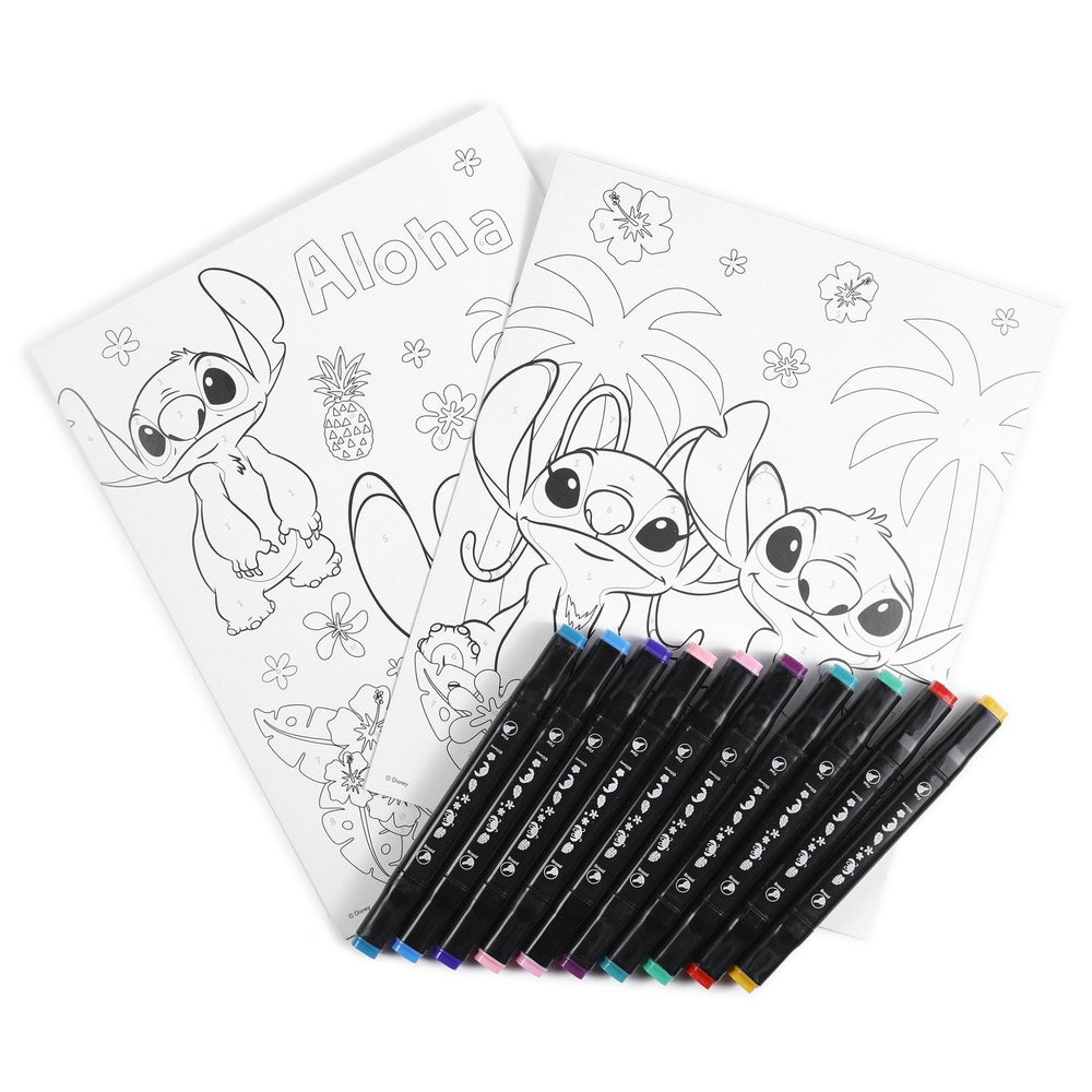 Disney 12 Pcs Colour By Numbers Activity Stitch Aloha Set ST00107