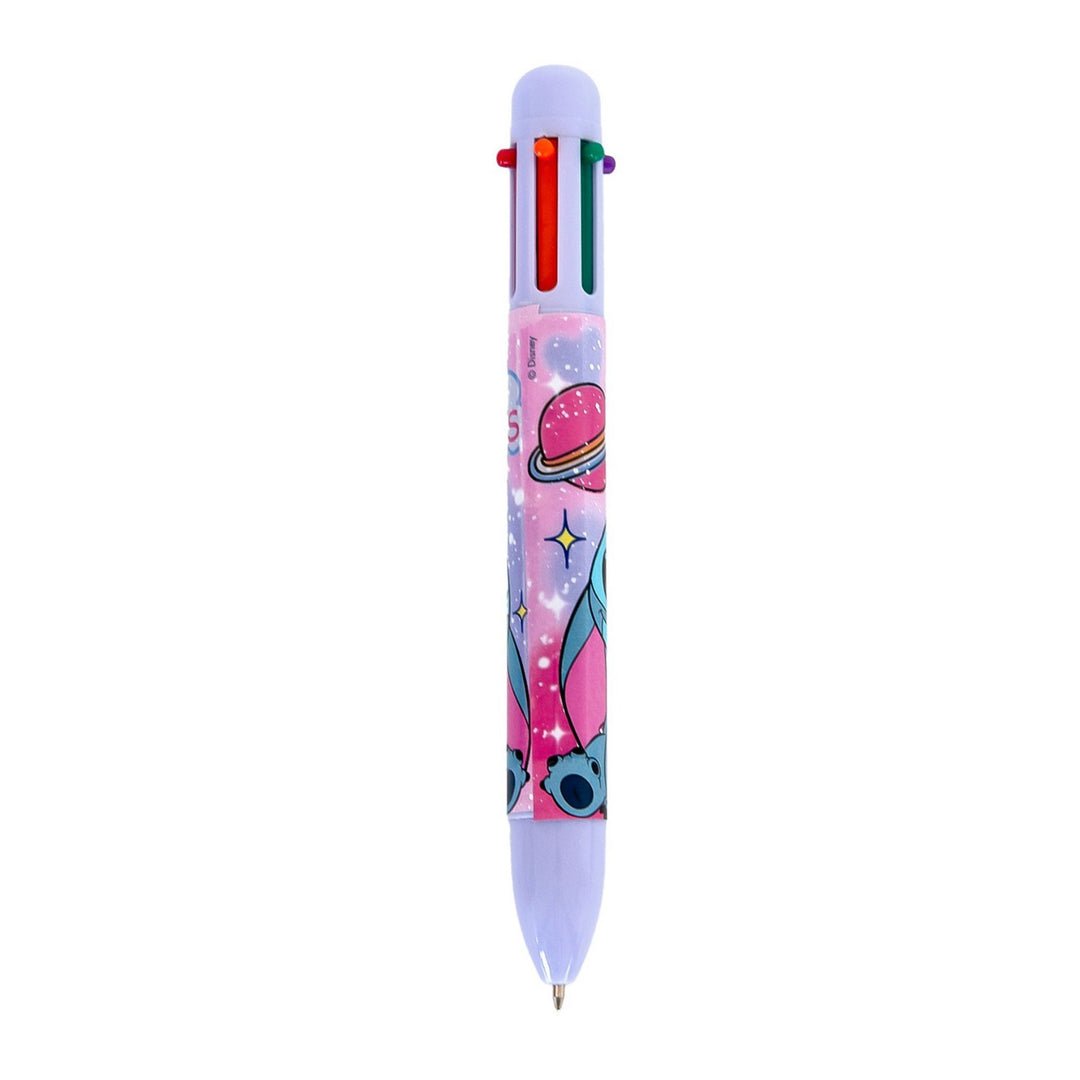 Colorful pen with cartoon character design on a white background