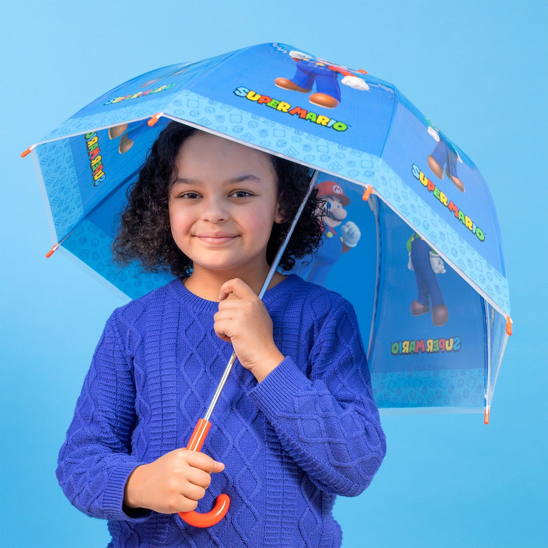 Gaming Nintendo Bell Umbrella 19" Manual Super Mario Turquoise SUMB7202