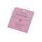 Bracelet with a red gemstone on a pink card with text