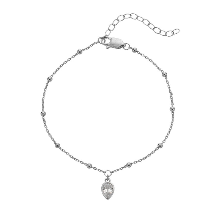 Silver bracelet with a teardrop-shaped charm 