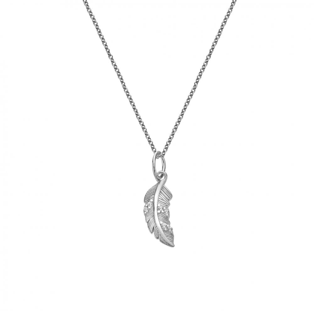 Silver feather pendant necklace 