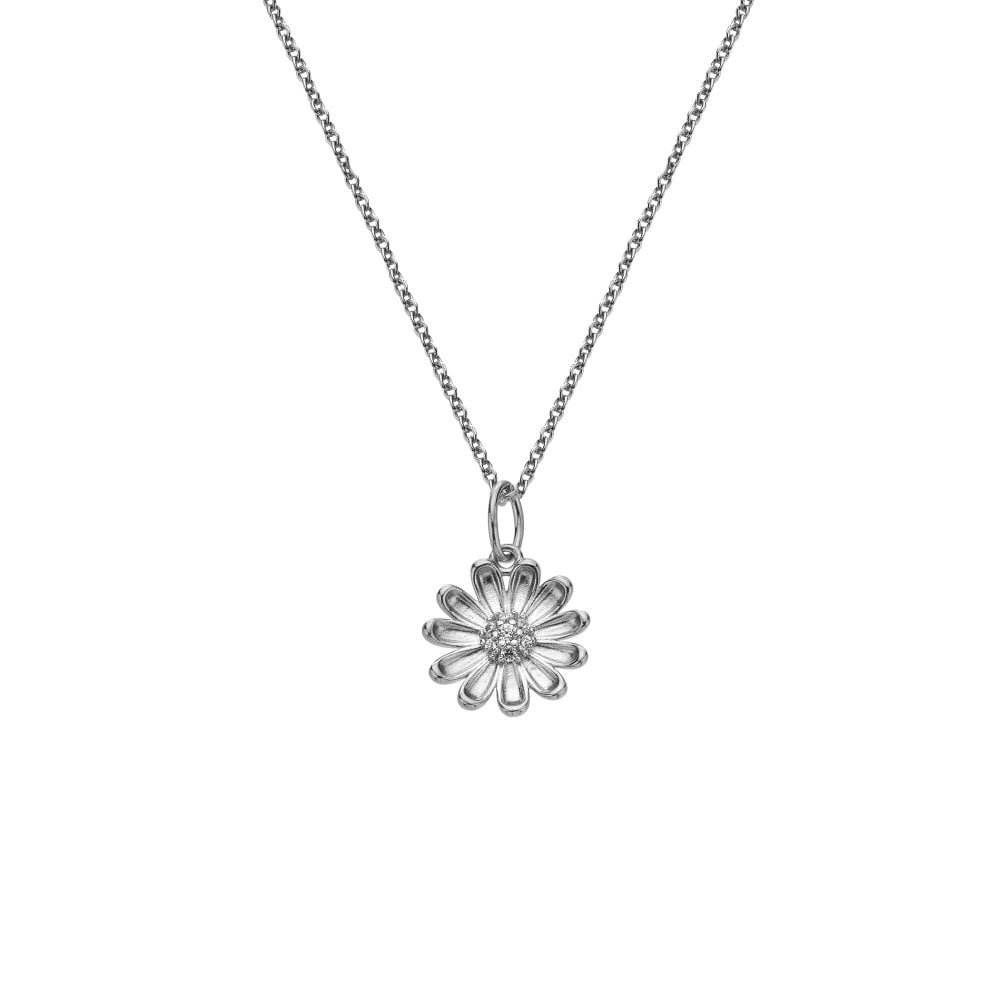 Silver flower-shaped pendant necklace 