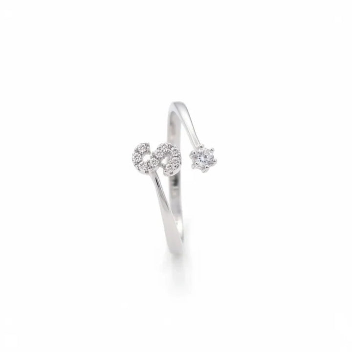 Diamond Initial Letter Silver Ring
