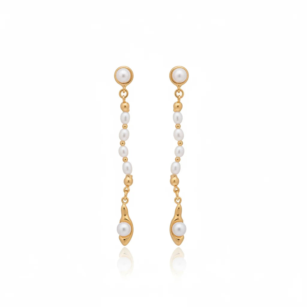 Seeds Bead Pearl Dangle Earrings