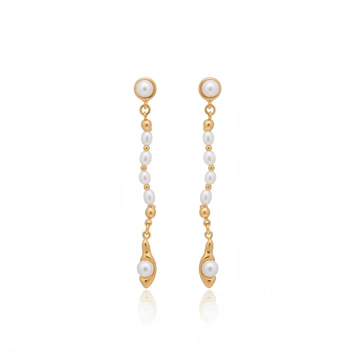 Seeds Bead Pearl Dangle Earrings