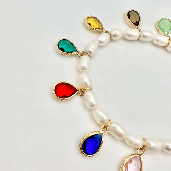 Seeds Pearl Necklace with Colorful Charms