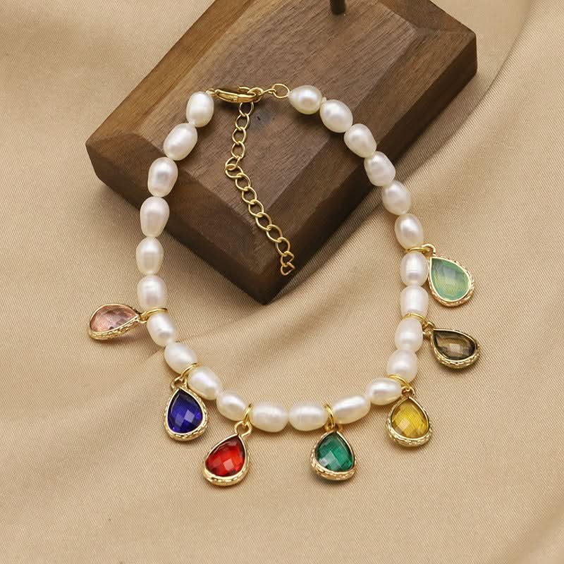Seeds Pearl Bracelet with Rainbow Charms