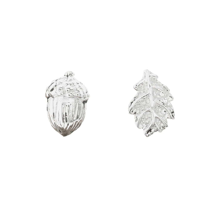 Silver Acorn and Oak Leaf Stud Earrings SESACOL