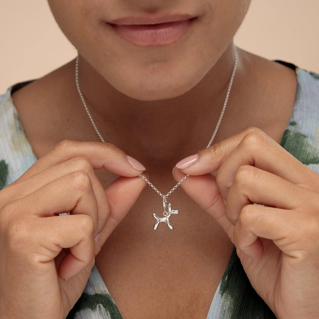 Silver Balloon Dog Necklace CNSBD-1
