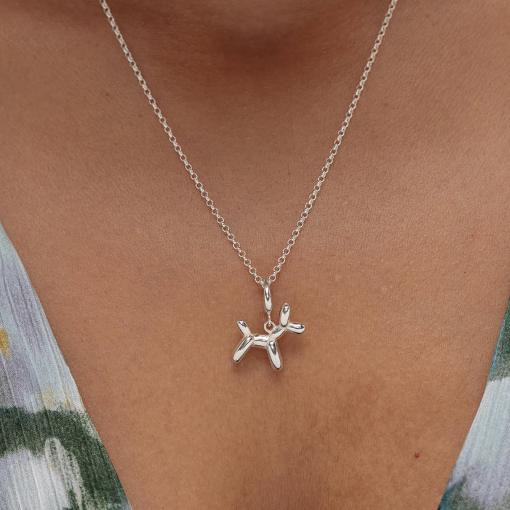 Silver Balloon Dog Necklace CNSBD-1