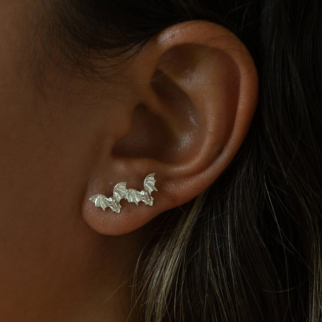 Silver Bat Stud Earrings SESBAT