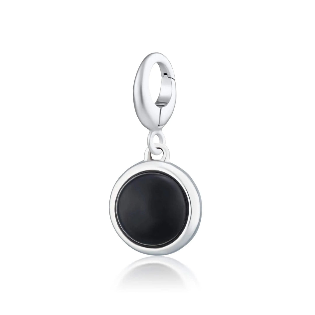 Silver Black Onyx Healing Protection Stone Charm CSHSBO