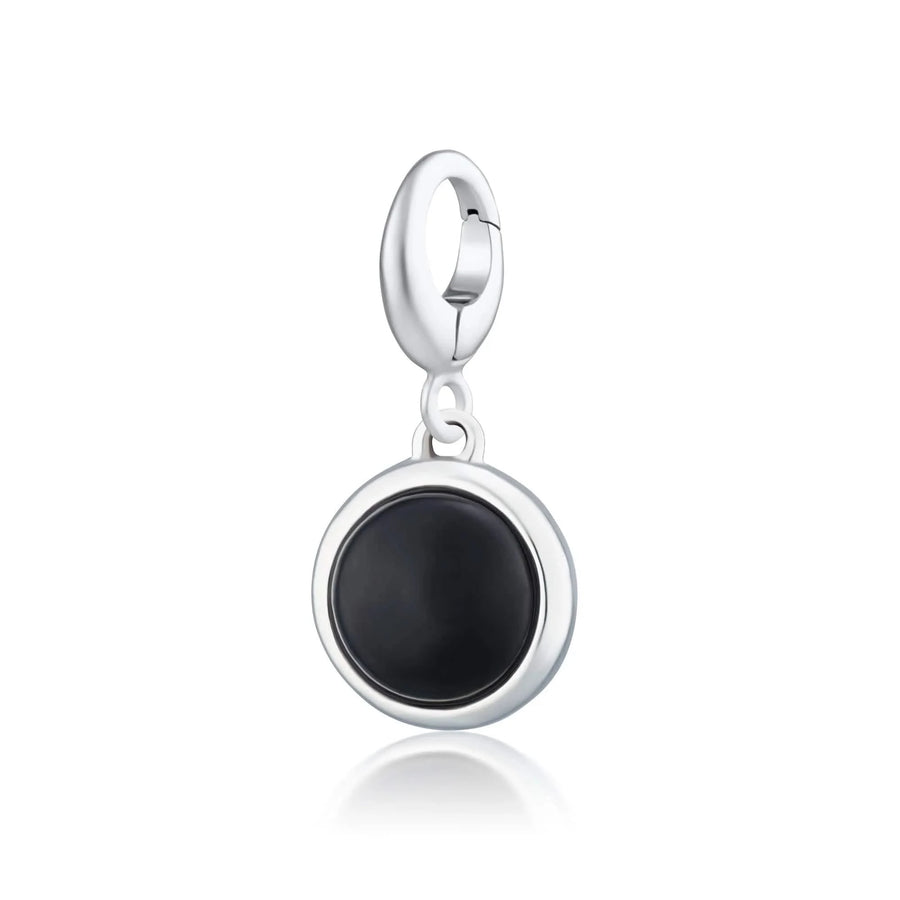 Silver Black Onyx Healing Protection Stone Charm CSHSBO