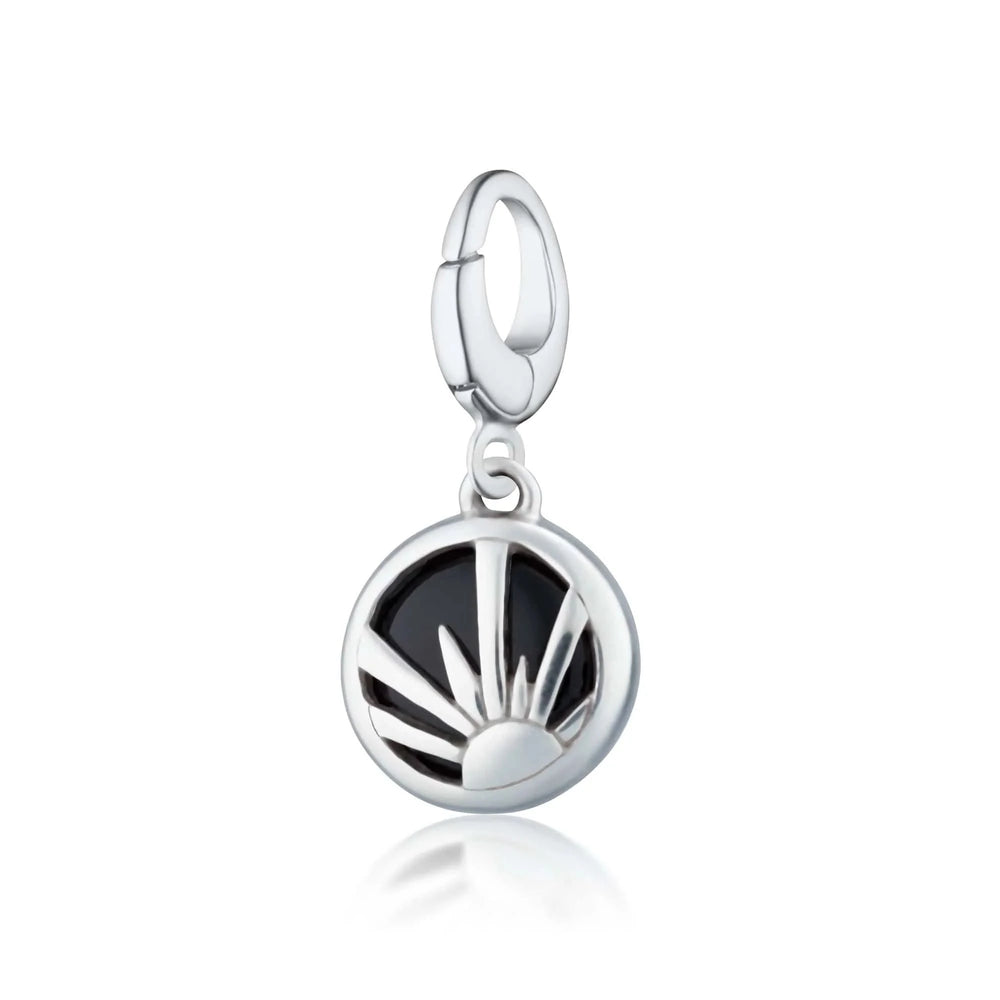 Silver Black Onyx Healing Protection Stone Charm CSHSBO
