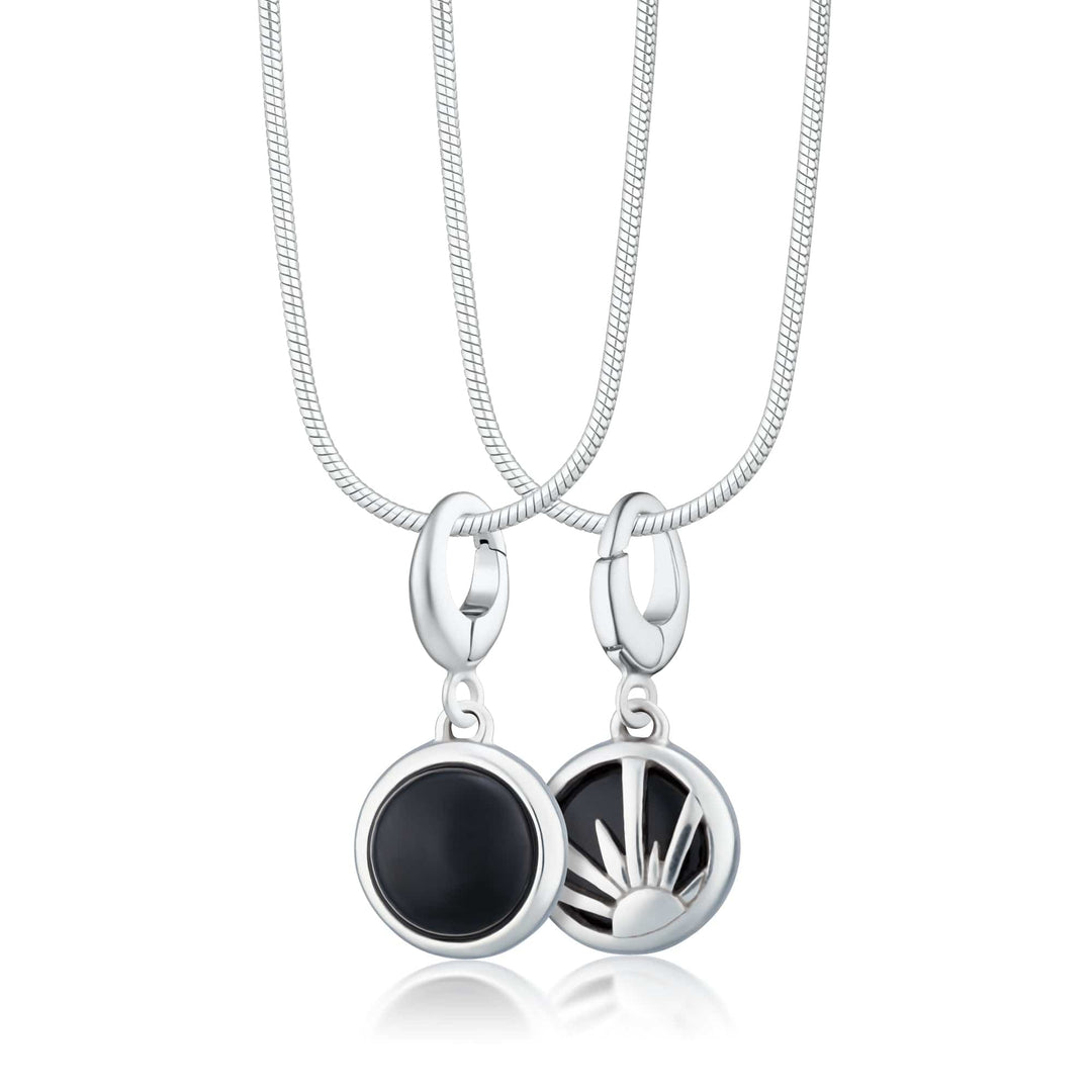 Silver Black Onyx Healing Stone Protection Necklace CNSHSBO-SNAKE-1