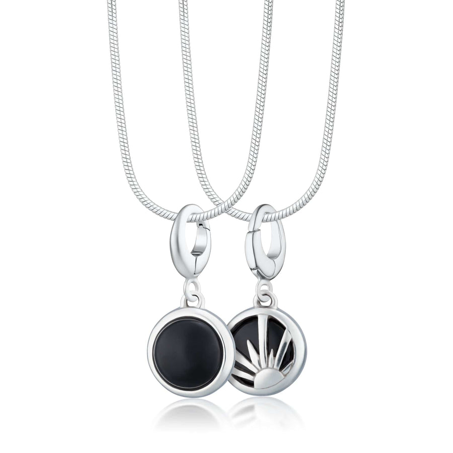 Silver Black Onyx Healing Stone Protection Necklace CNSHSBO-SNAKE-1