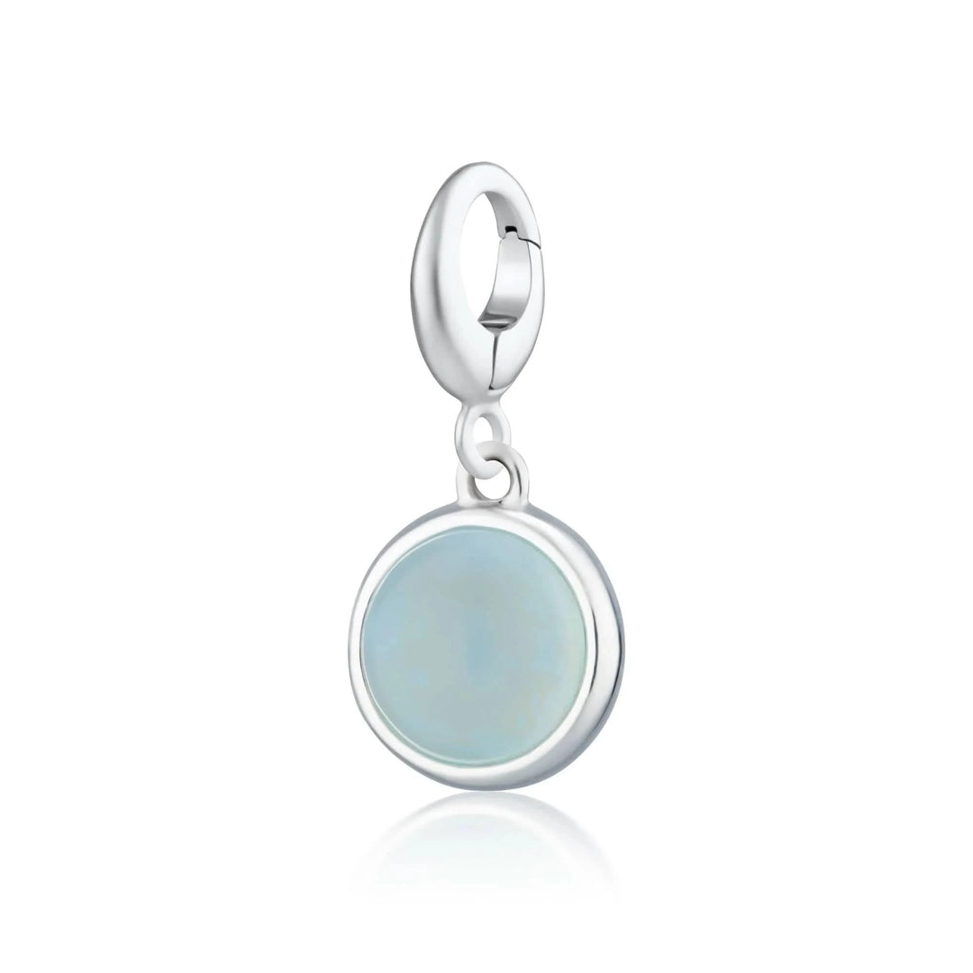 Silver Blue Agate Healing Confidence Stone Charm CSHSBA