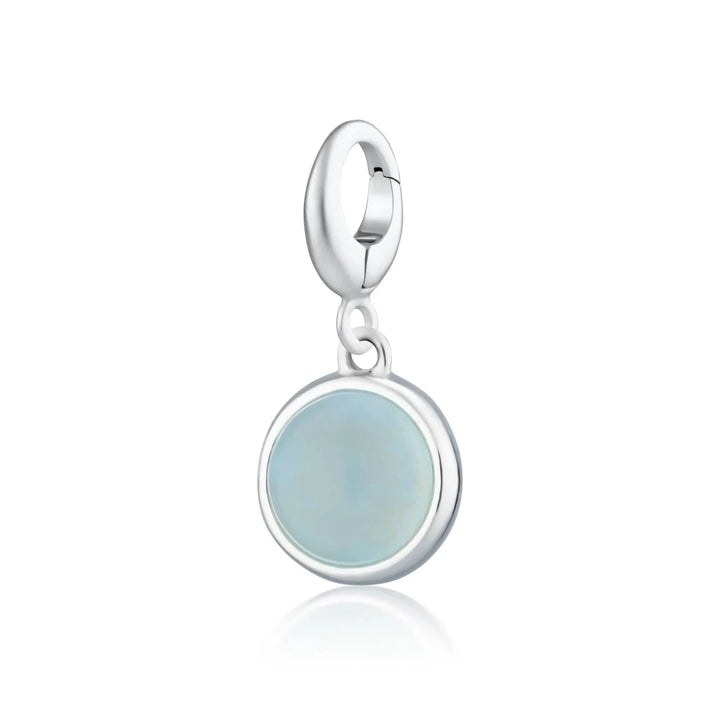 Silver Blue Agate Healing Confidence Stone Charm CSHSBA