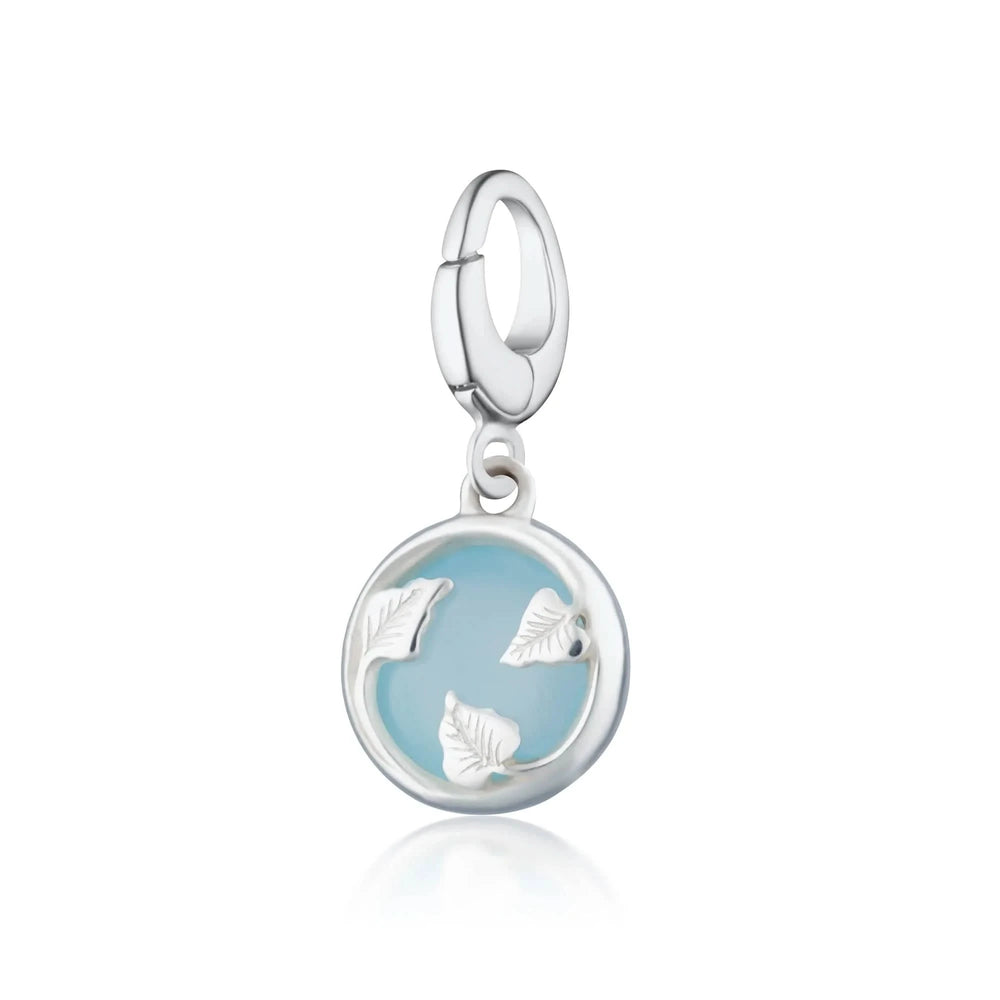 Silver Blue Agate Healing Confidence Stone Charm CSHSBA