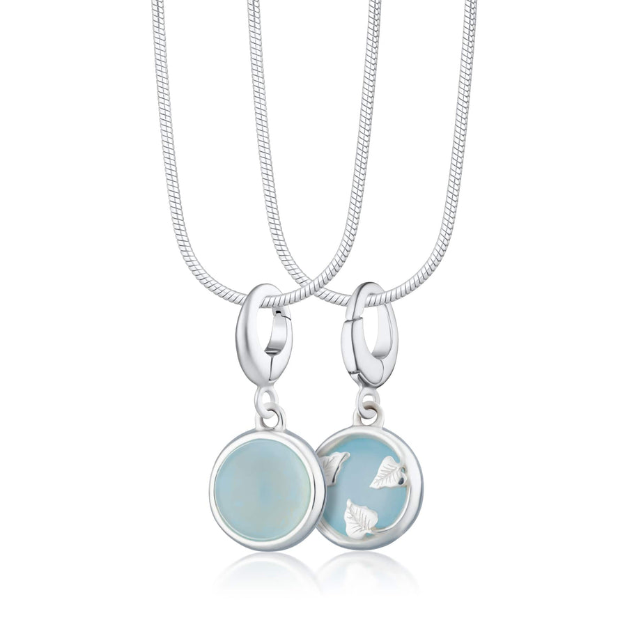 Silver Blue Agate Healing Stone Confidence Necklace CNSHSBA-SNAKE-1