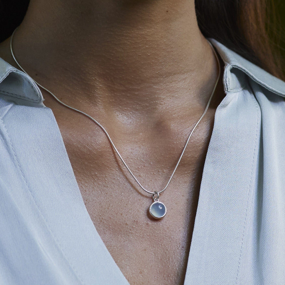 Silver Blue Agate Healing Stone Confidence Necklace CNSHSBA-SNAKE-1