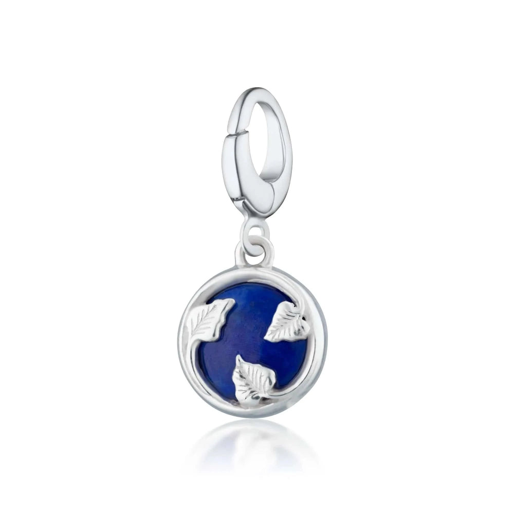Silver Blue Lapis Healing Wisdom Stone Charm CSHSBL