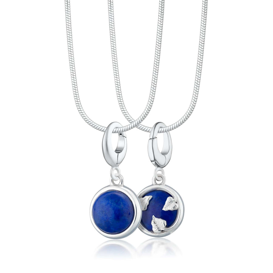 Silver Blue Lapis Healing Wisdom Stone Necklace CSHSBL-SNAKE-1